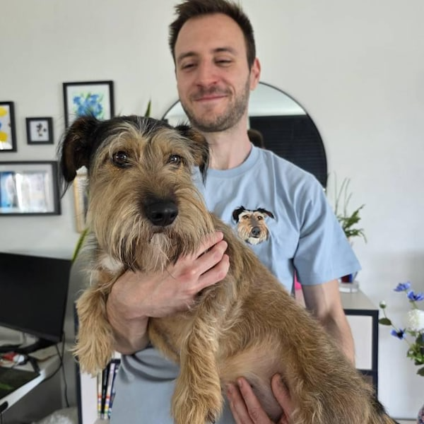 Custom Pet Sweatshirt – Embroidered Dog Portrait Crewneck for Dog Lovers