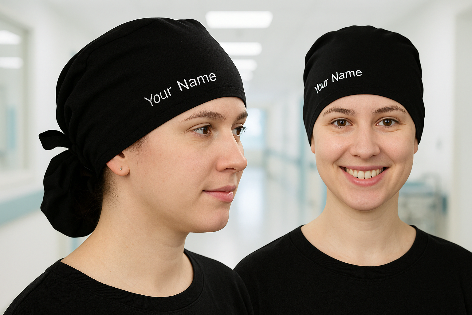 Fully Customized Colors Ponytail Scrub Caps for Women – Embroidered Medical Surgical Caps