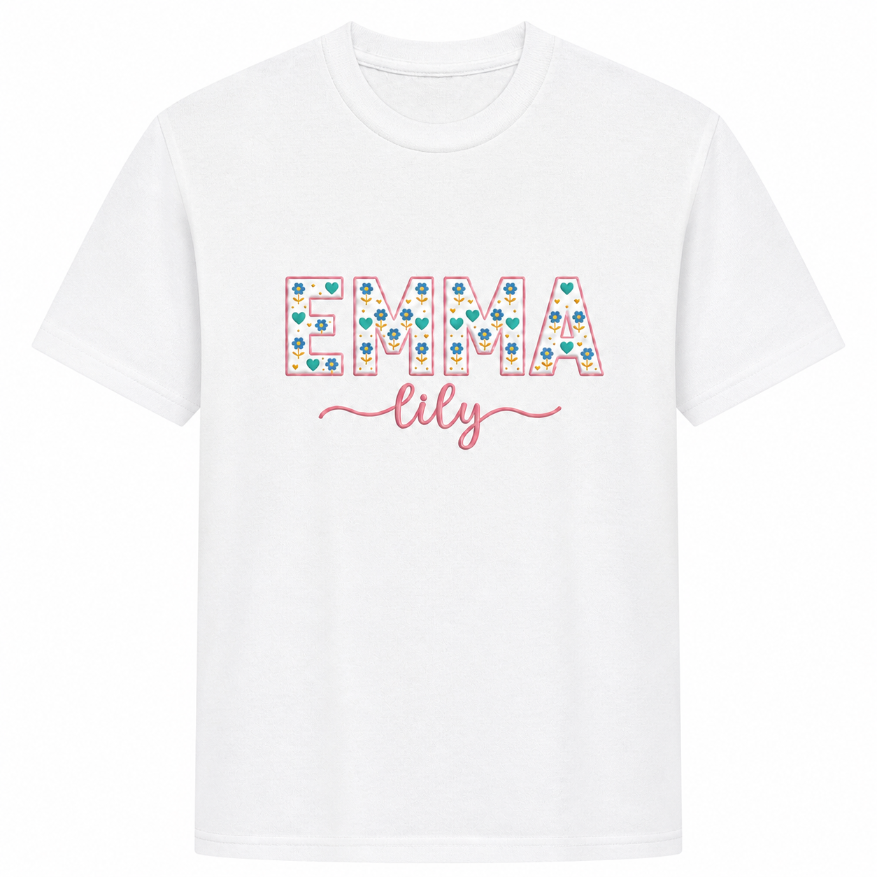 Custom Name Embroidered Youth T-Shirt | Personalized Floral Letter Back to School Kids Tee