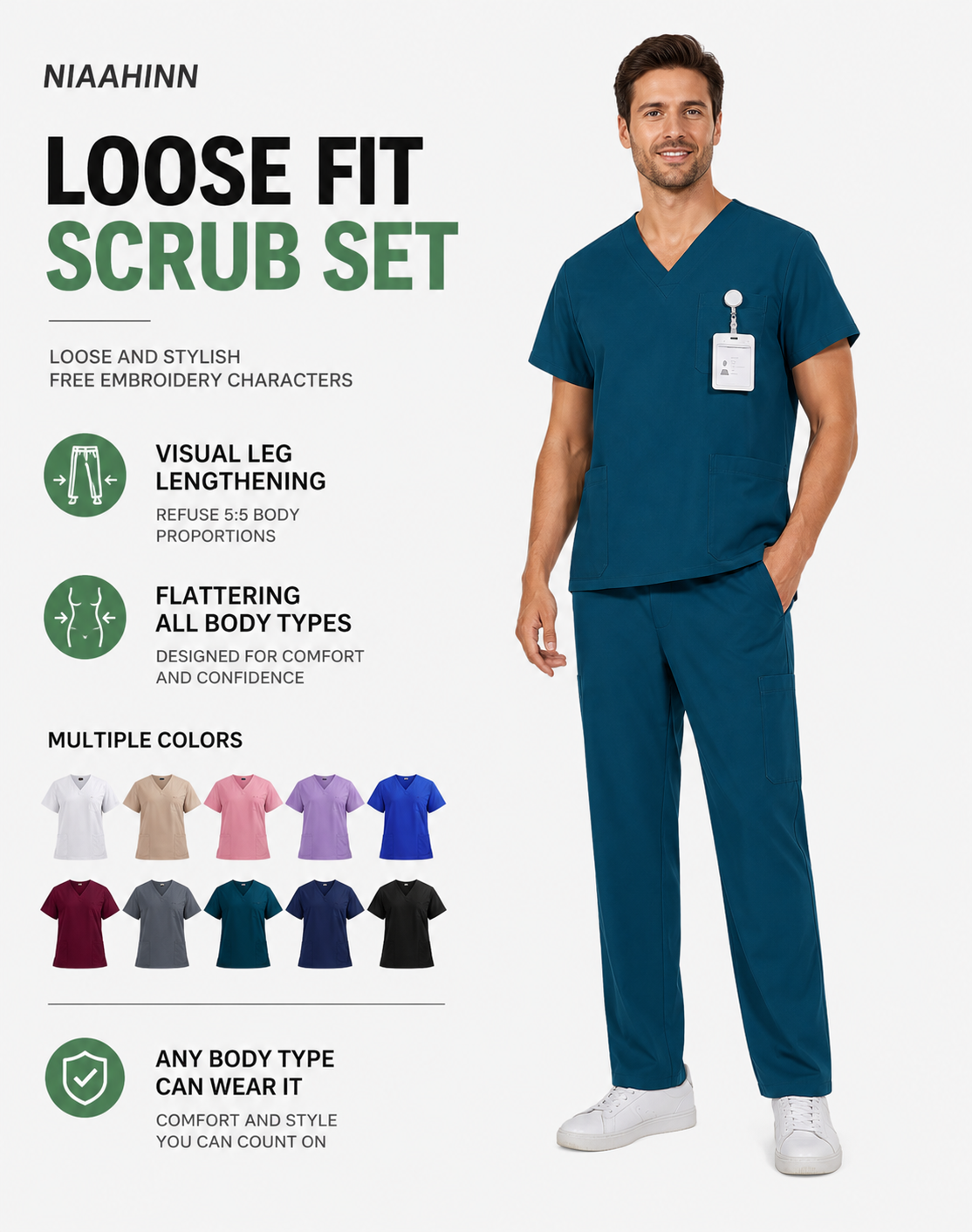 Lightweight Navy Medical Scrubs – Breathable Stretch Workwear