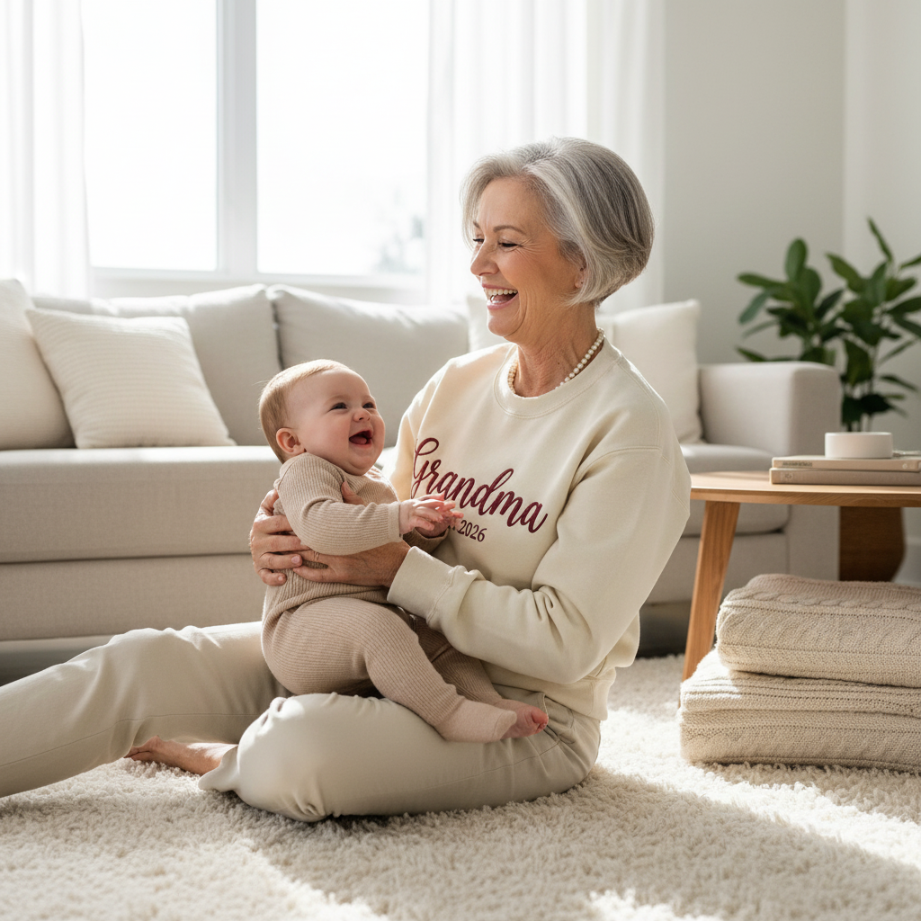 Custom Grandma Est. Year Embroidered Sweatshirt with Grandkids Names | Mother's Day Grandma Gift