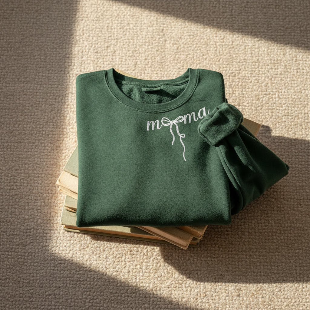 Minimal Mama with Bow Embroidered Sweatshirt | Coquette Mama Mother's Day Gift