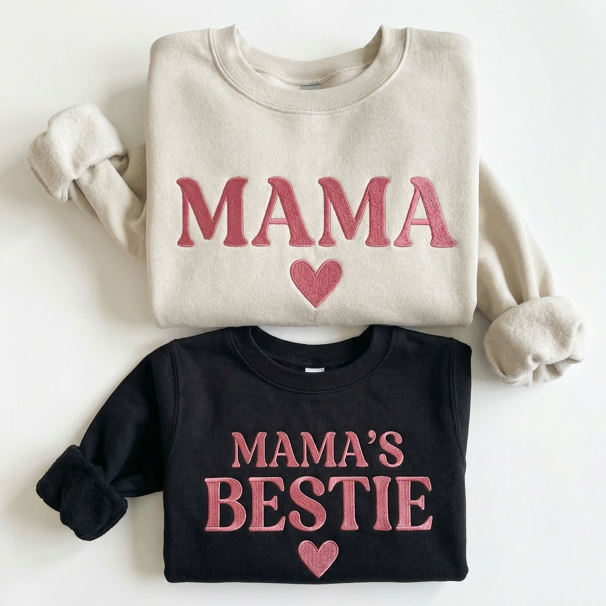 Matching Mama and Mama's Bestie Embroidered Sweatshirt Set | Mommy and Me Mother's Day Gift