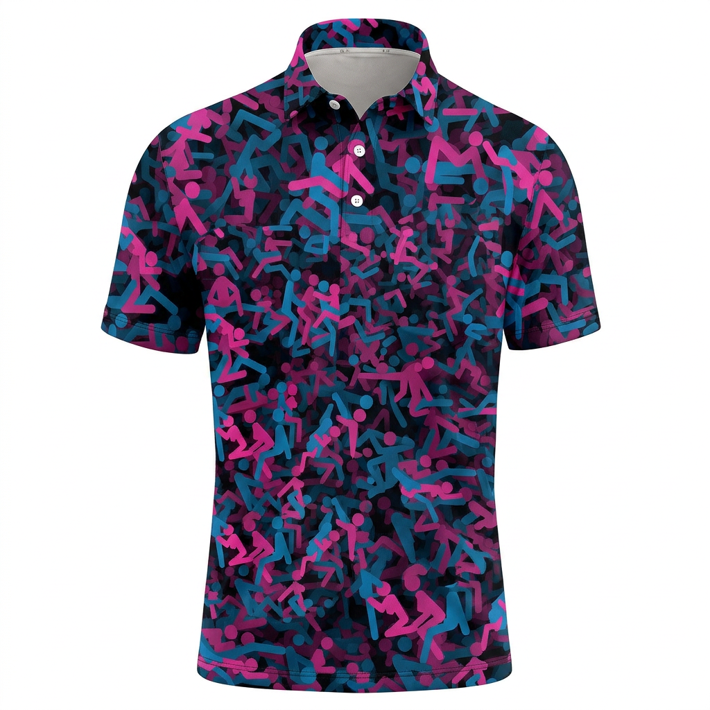Custom 3D Polo Shirt – Personalized Funny Adult Novelty Pink Blue Pattern Polo, Cheeky Gift for Him