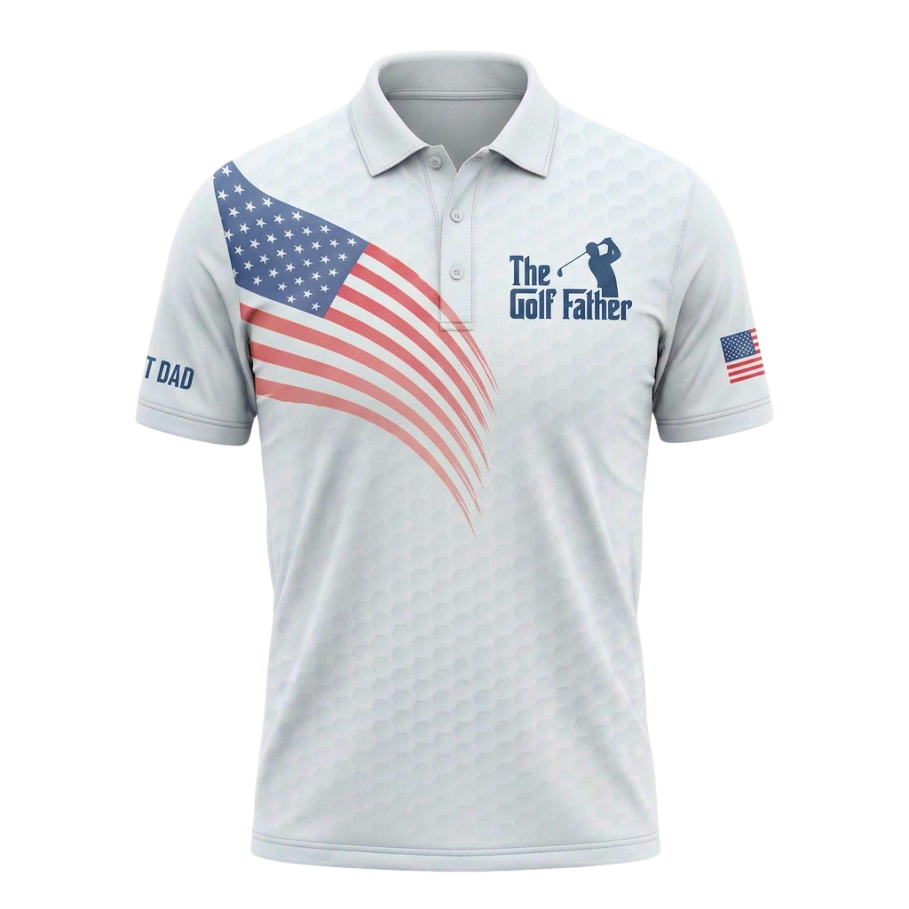 Custom 3D Polo Shirt The Golf Father – Personalized Best Dad By Par American Flag Golf Polo Father's Day Gift