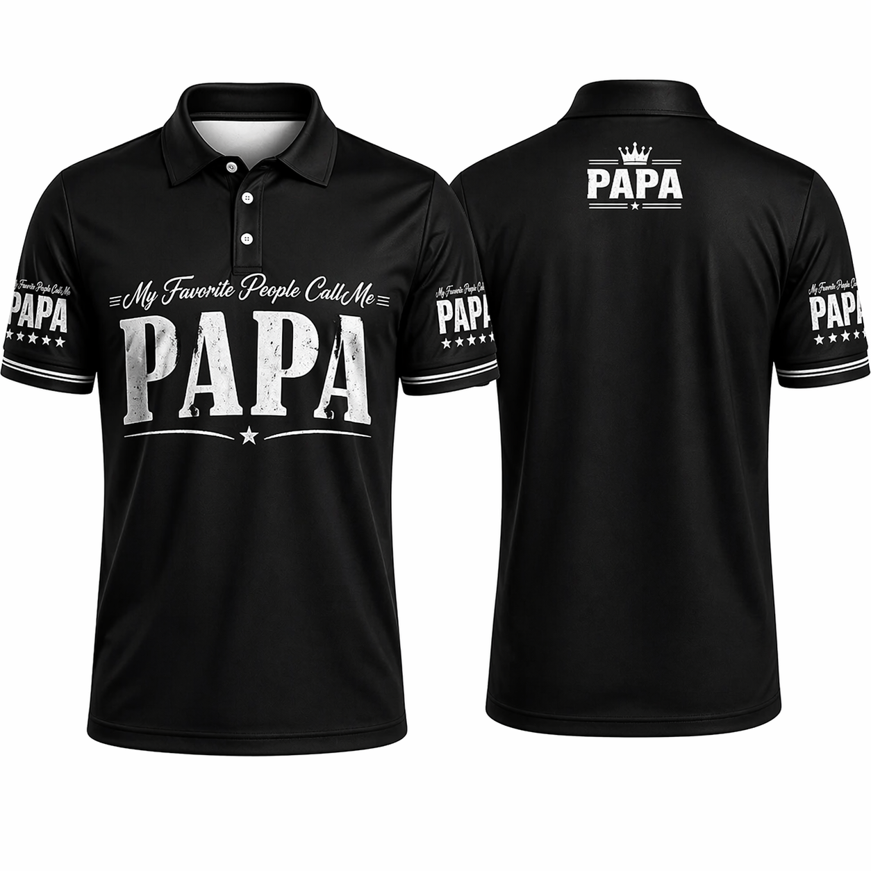 Custom 3D Polo Shirt My Favorite People Call Me PAPA – Personalized Black Grandpa Polo Father's Day Gift