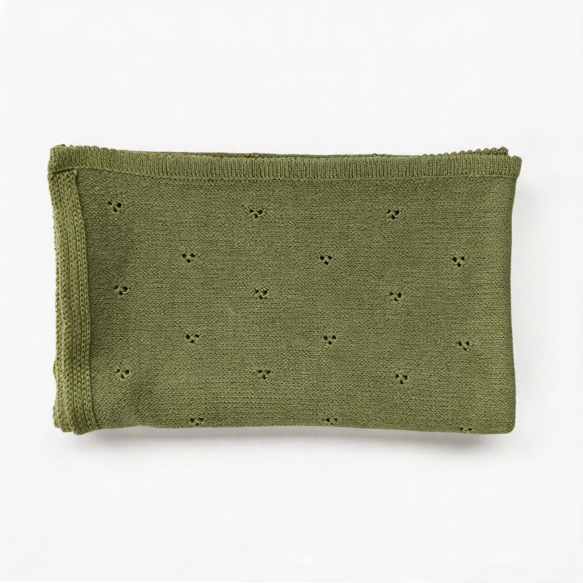 Green knit baby blanket, plain color option