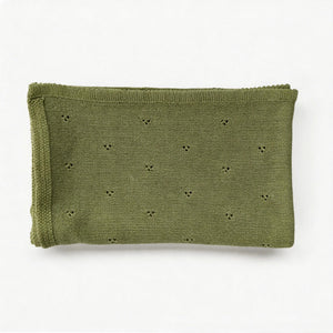 Green knit baby blanket, plain color option