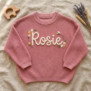 Custom Name Kids Sweater – flat lay