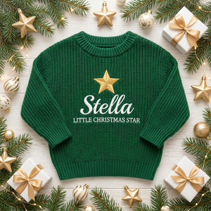 Machine embroidered little Christmas star baby Christmas sweater among Christmas decorations