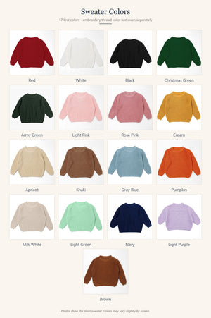 Sweater color chart with 17 knit colors