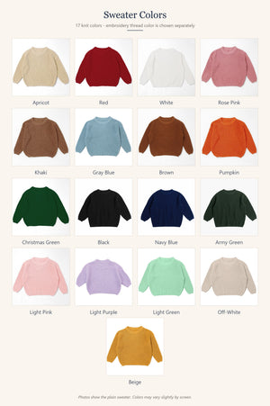 Sweater color chart with 17 knit colors