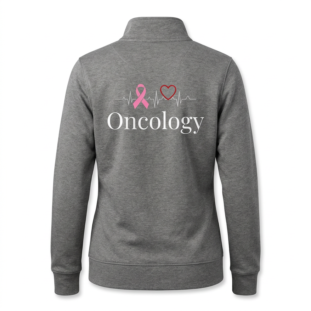 Custom Oncology Nurse Fleece Jacket | Personalized Pink Ribbon Zip-Up