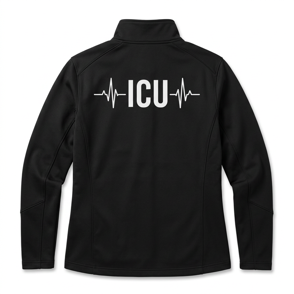 Custom ICU Nurse Fleece Jacket | Personalized Intensive Care Heartbeat Zip-Up