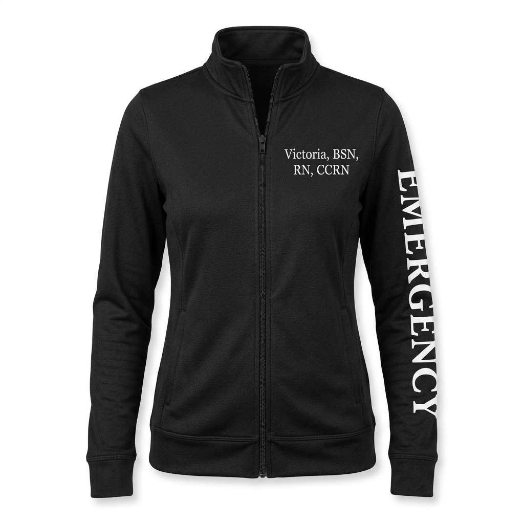 Custom Nurse Fleece Jacket | Personalized Stethoscope Heart Zip-Up