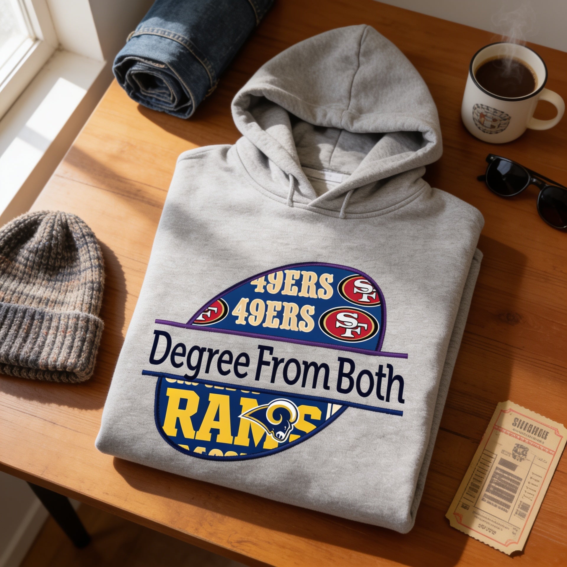 House Divided Applique Hoodie | Personalized Degree From Both Rival Team Sweatshirt