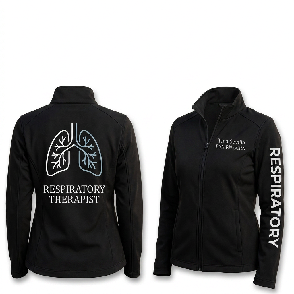 Custom Respiratory Therapist Fleece Jacket | Personalized RT Lungs Zip-Up
