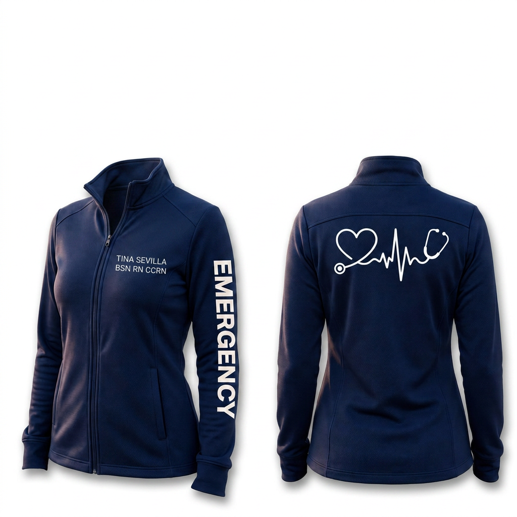 Custom Emergency Nurse Embroidered Fleece Jacket | Personalized ER RN Zip-Up