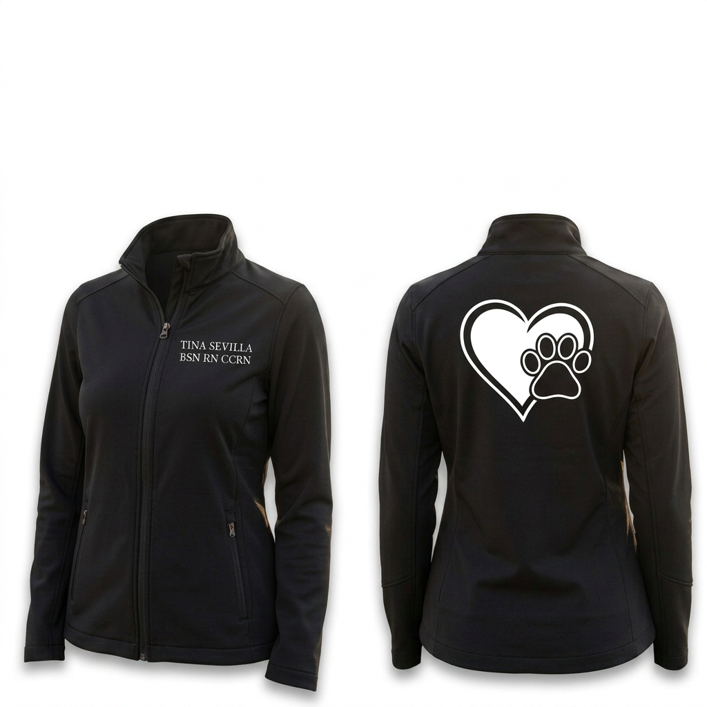 Custom Veterinary Fleece Jacket | Personalized Paw Print Heart Zip-Up