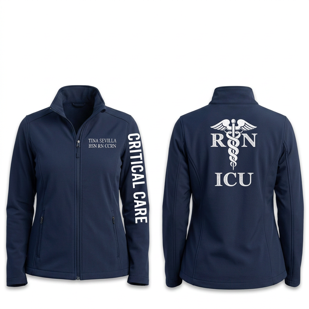 Custom ICU Nurse Fleece Jacket | Personalized Critical Care RN Zip-Up
