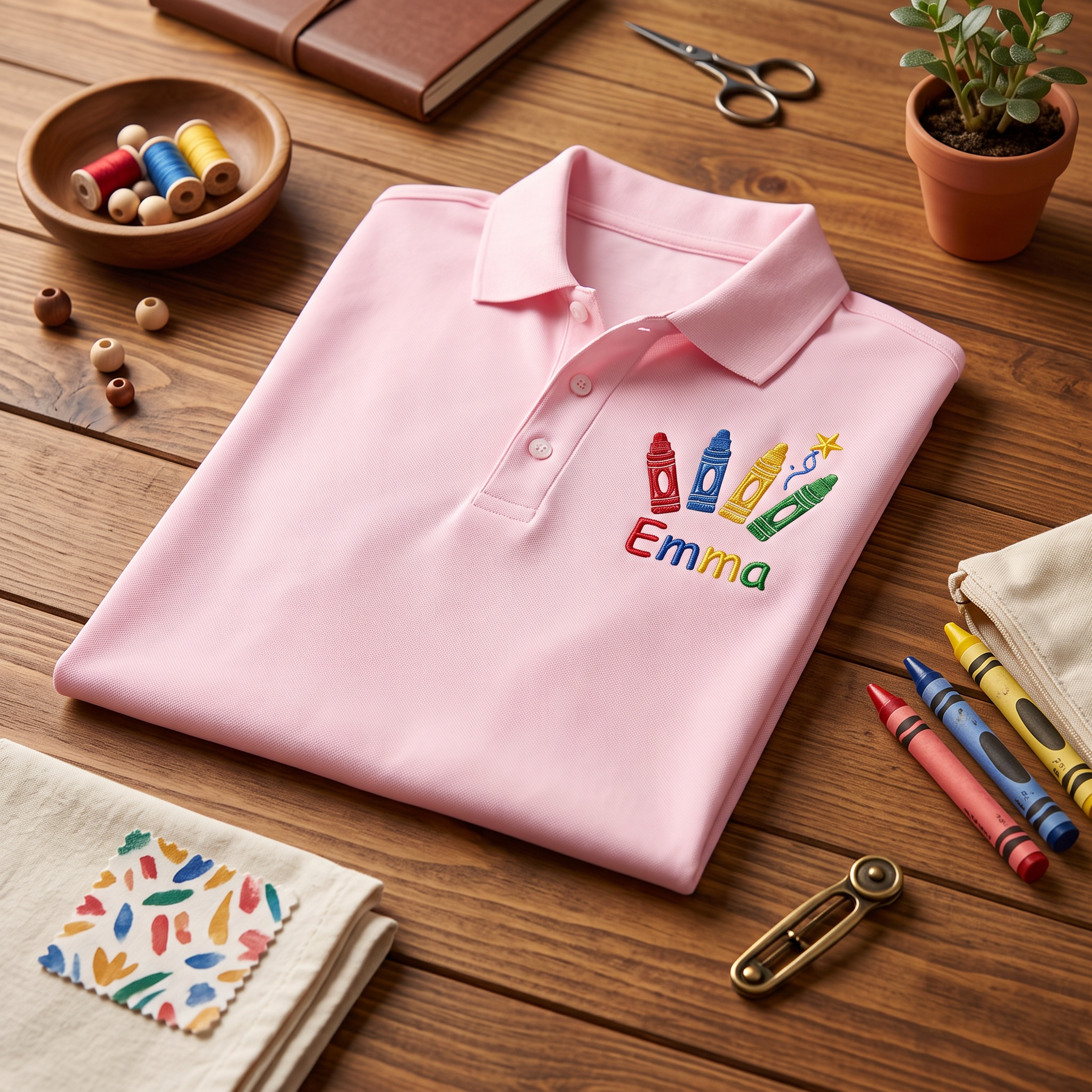Crayon Row Youth Embroidered Polo | Personalized Name Back to School Kids Shirt