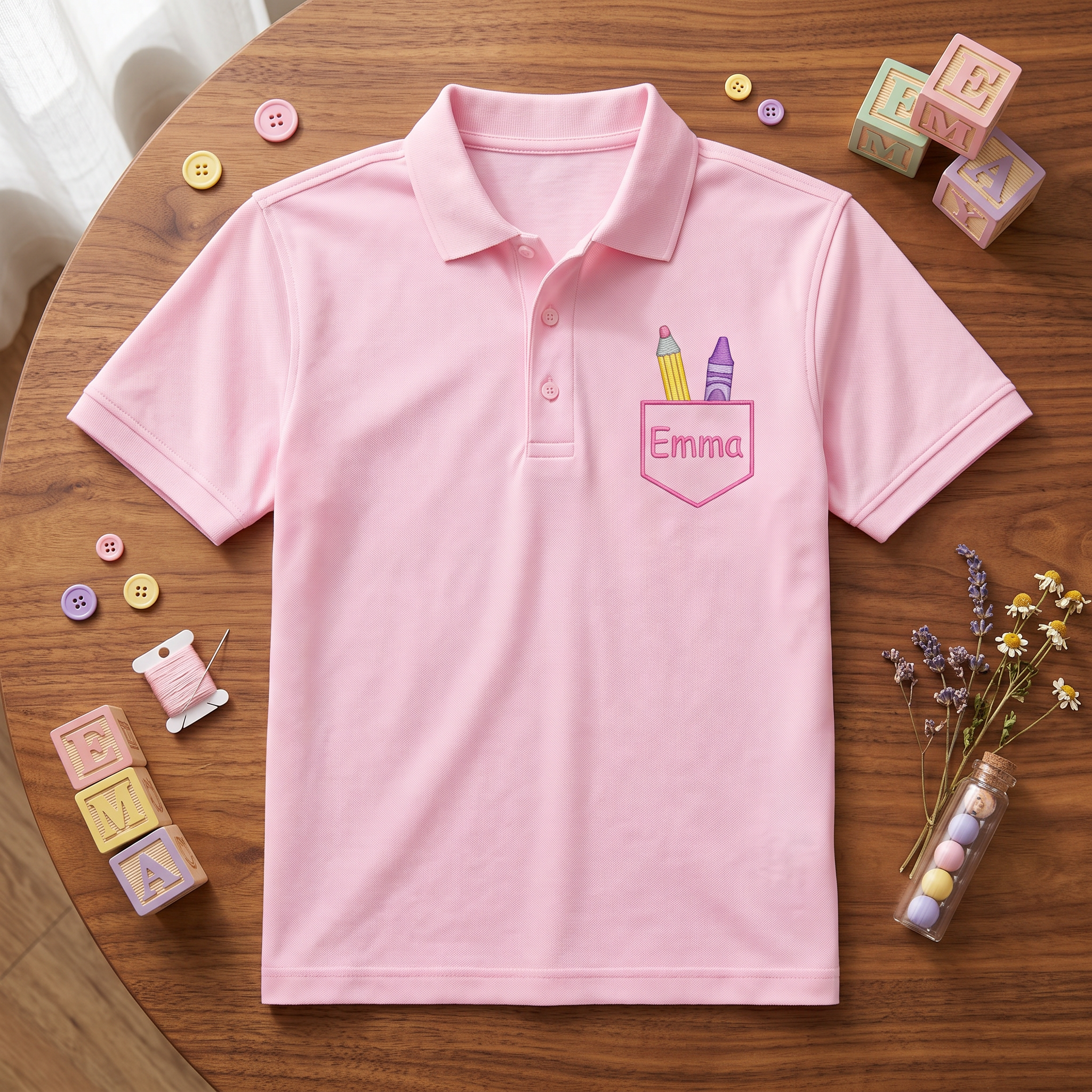 Pencil Pocket Youth Embroidered Polo | Personalized Name Back to School Kids Polo