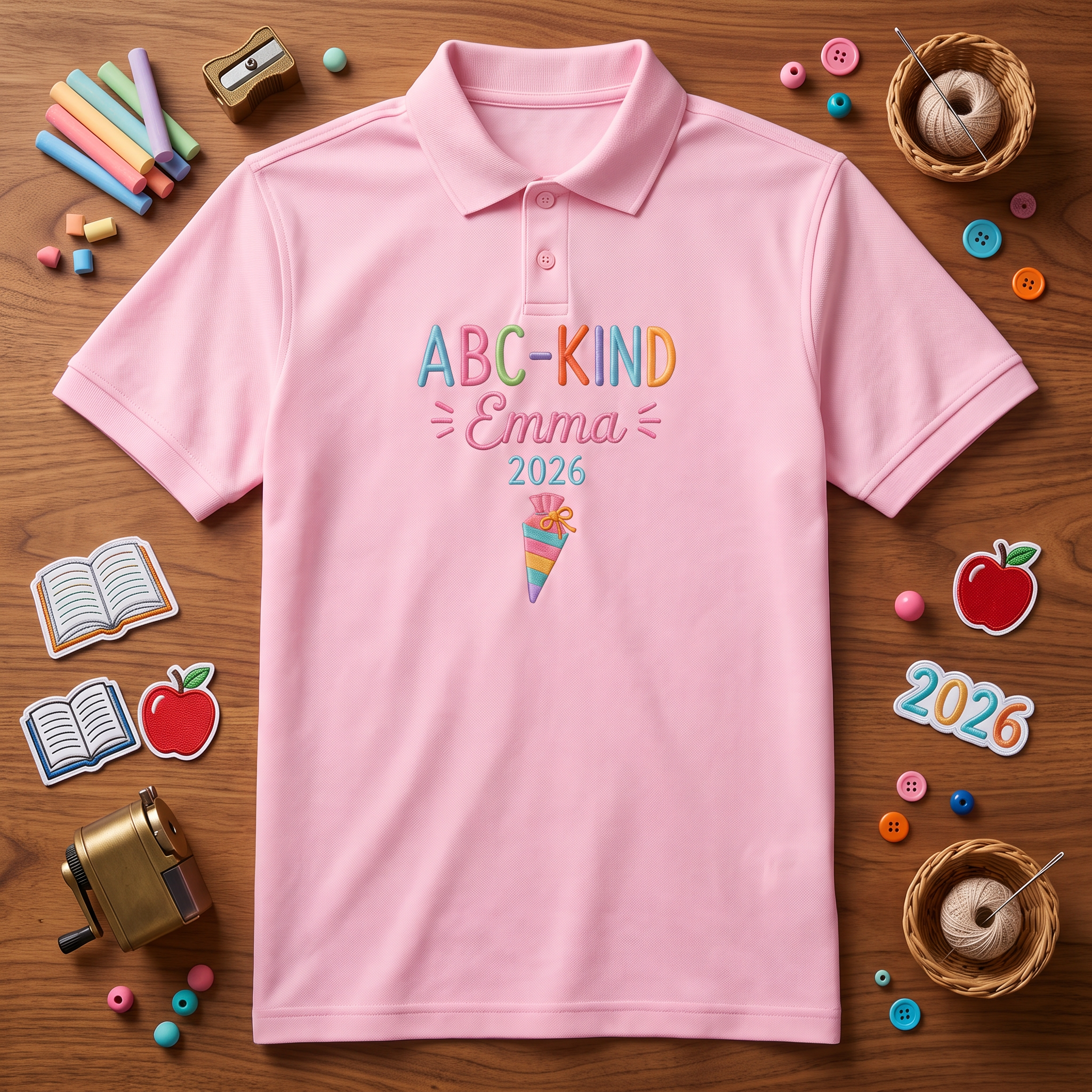 ABC-Kind Youth Embroidered Polo | Personalized Name and Year First Day of School Shirt