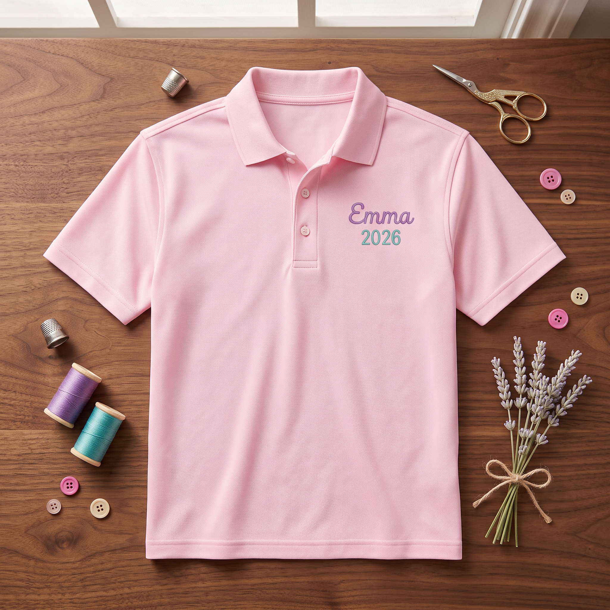 Simple Name and Year Youth Embroidered Polo | Personalized Back to School Kids Shirt