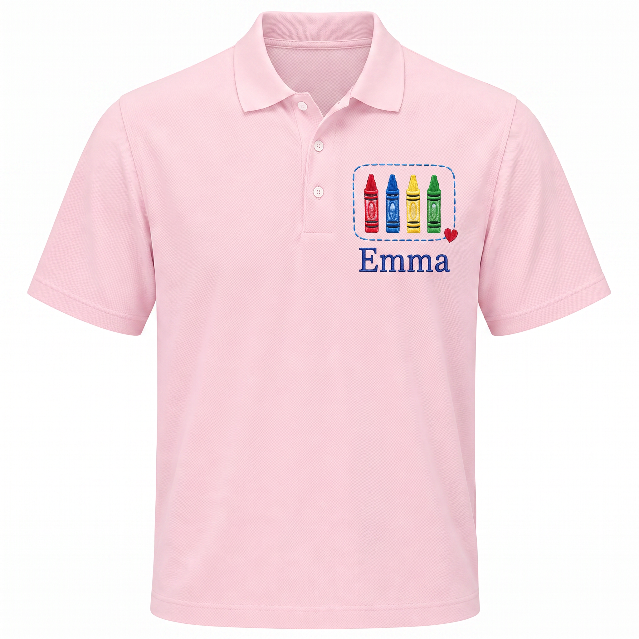 Crayon Box Youth Embroidered Polo | Personalized Name Back to School Kids Polo Shirt