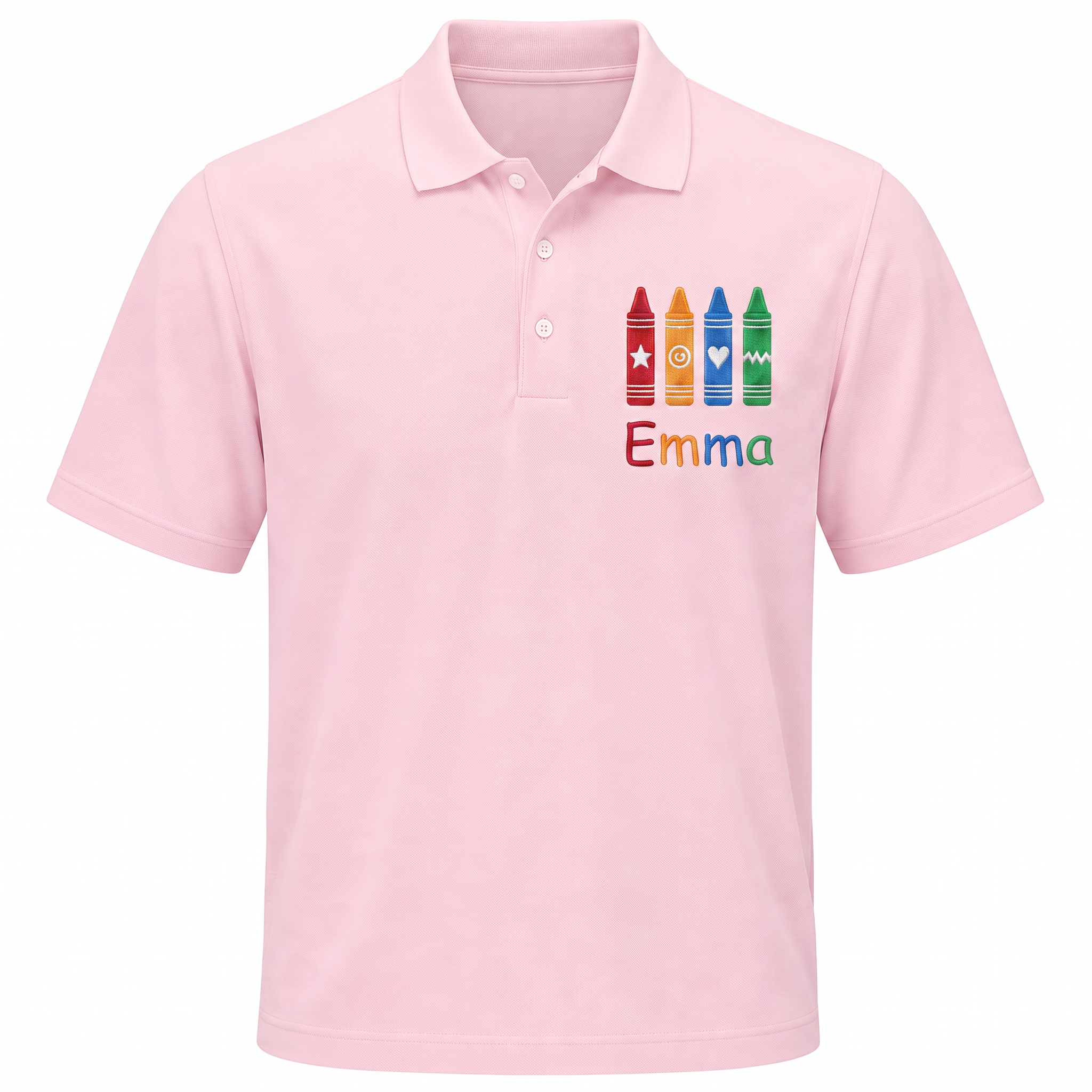 Doodle Crayons Youth Embroidered Polo | Personalized Kids Name Back to School Shirt