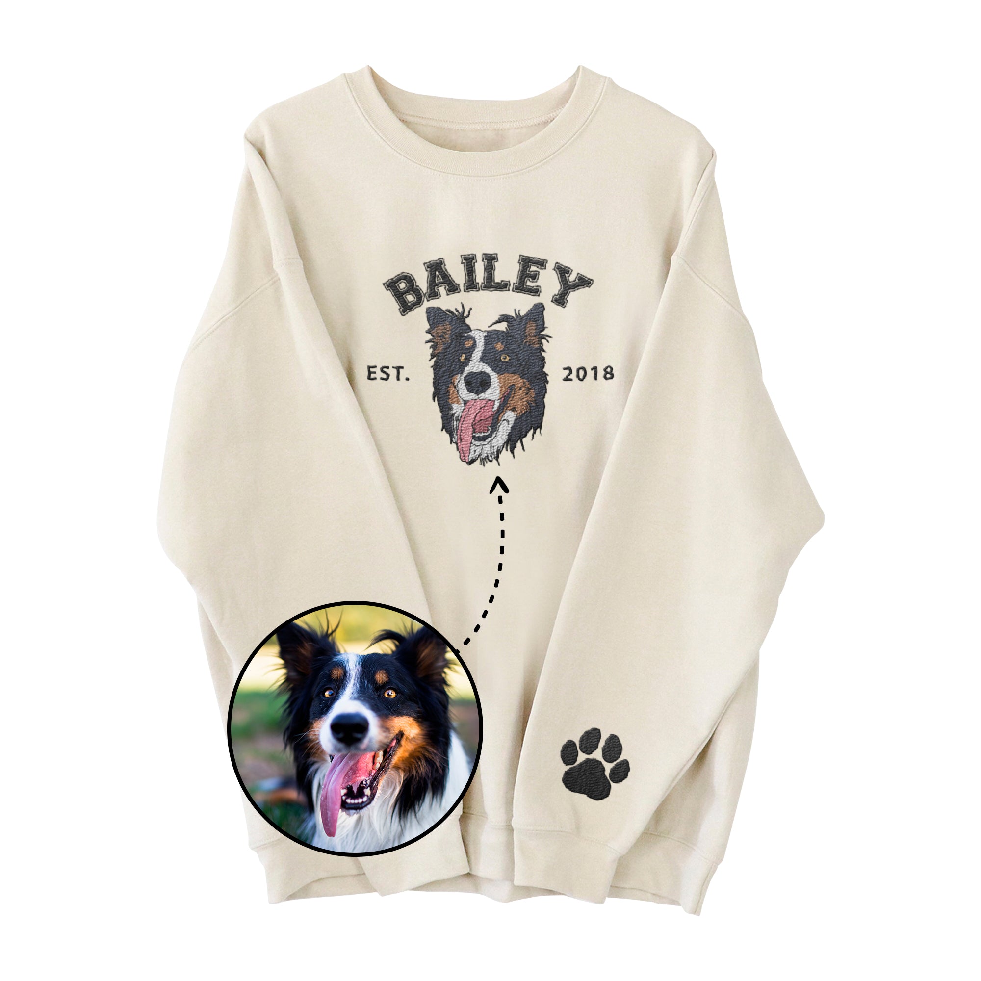 Custom Varsity Full Color Pet Embroidered Sweatshirt/Hoodie