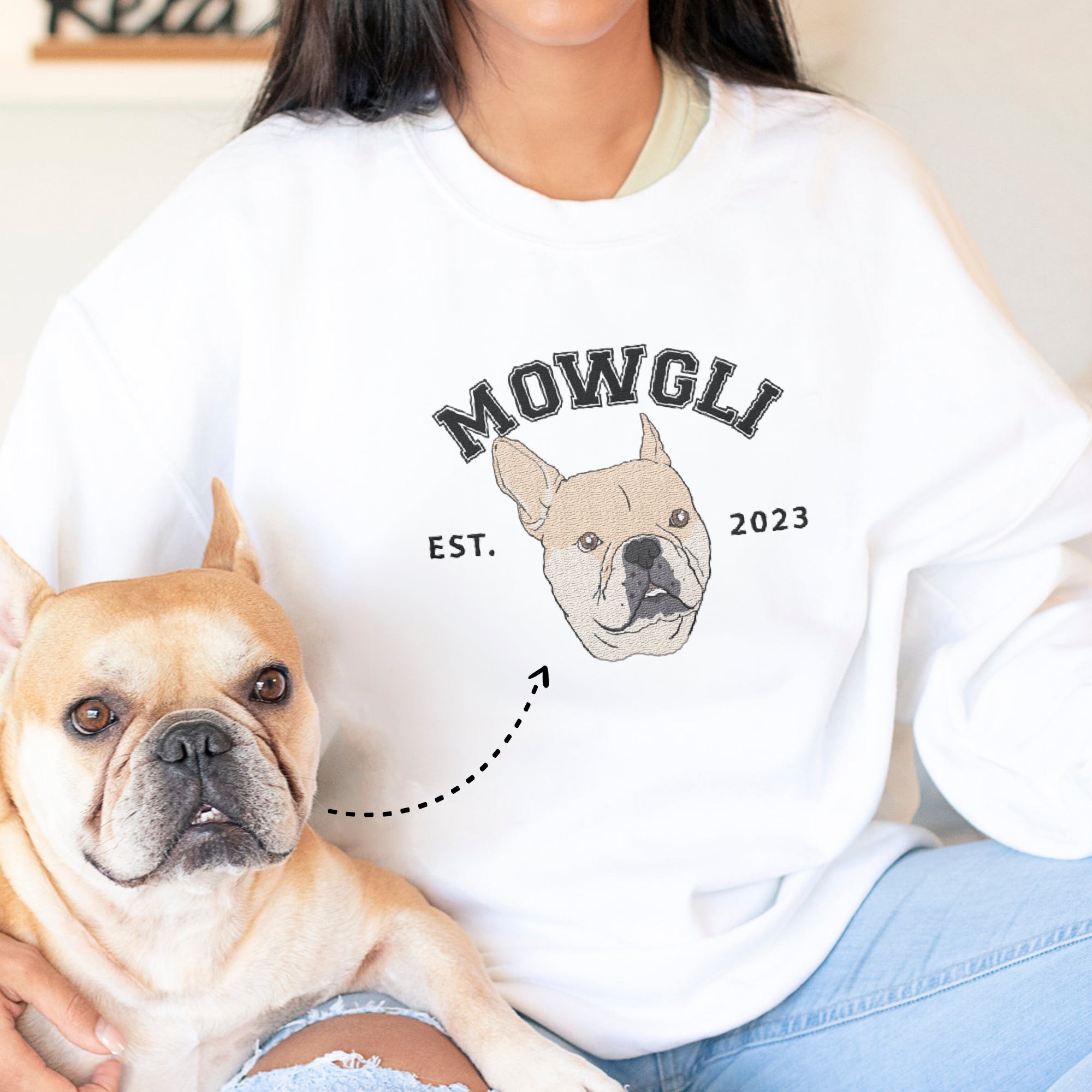 Custom Varsity Full Color Pet Embroidered Sweatshirt/Hoodie