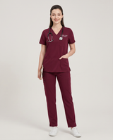 Custom Embroidered Unisex Scrub Set – V-Neck Chest Pocket Multi-Pocket Pants