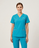 Custom Embroidered Unisex Scrub Set with Contrast Trim – V-Neck Dental Nurse Uniform