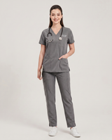 Custom Embroidered Unisex Scrub Set – V-Neck Chest Pocket Multi-Pocket Pants