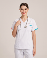 Custom Embroidered Unisex Scrub Set with Contrast Line Detail – V-Neck Surgical Uniform