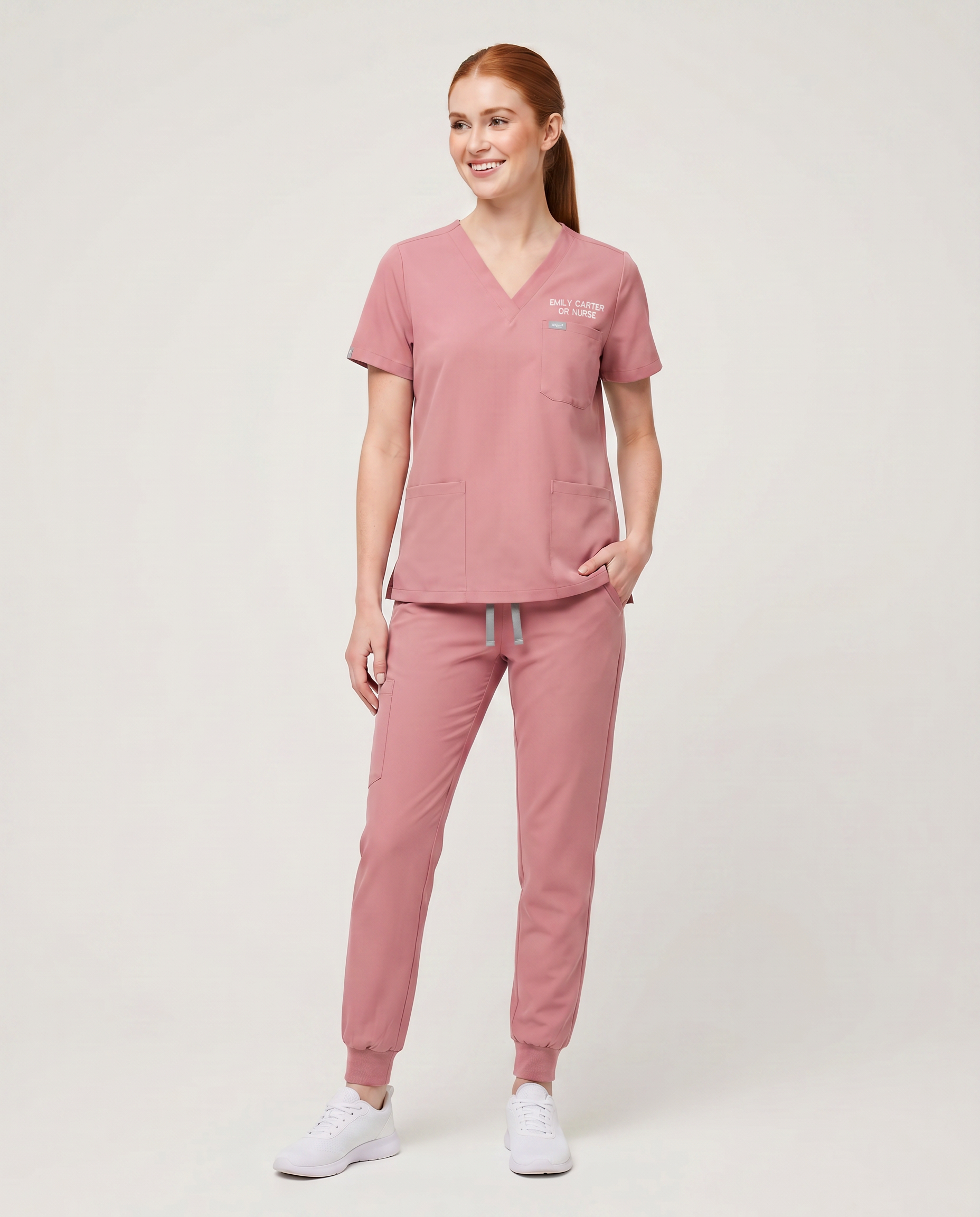Custom Embroidered Unisex Jogger Scrub Set – V-Neck Personalized Nurse Uniform with Cargo Pants