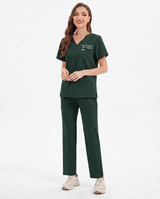 Custom Embroidered Unisex Scrub Set – V-Neck Chest Pocket & Cargo Pants
