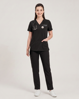 Custom Embroidered Unisex Scrub Set – V-Neck Chest Pocket Multi-Pocket Pants