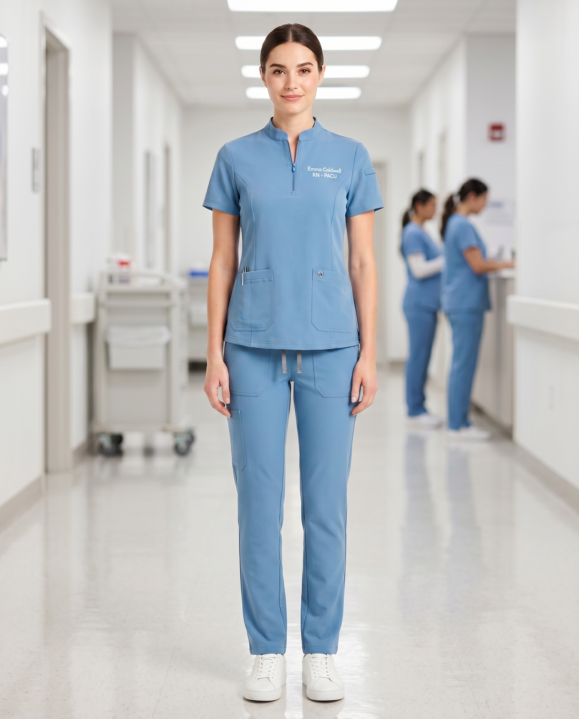 Temperament style stand-up collar hand washing clothes Hospital doctors and nurses beauty salon nurse uniforms work clothes solid color surgical clothes are quick-drying