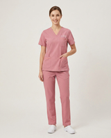 Custom Embroidered Unisex Scrub Set with Contrast Trim – V-Neck Dental Nurse Uniform