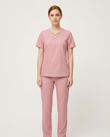 Custom Embroidered Scrub Set with Crisscross V-Neck – Straight Leg Medical Uniform
