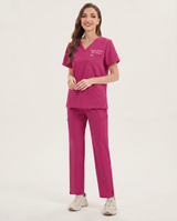 Custom Embroidered Unisex Scrub Set – V-Neck Chest Pocket & Cargo Pants