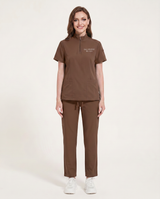 Custom Embroidered Scrub Set with Mock Neck Zip Collar – Straight Leg Healthcare Uniform