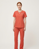 Custom Embroidered Scrub Set with Crisscross V-Neck – Straight Leg Medical Uniform