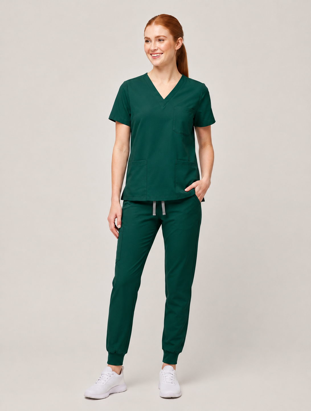 Custom Embroidered Unisex Jogger Scrub Set – V-Neck Personalized Nurse Uniform with Cargo Pants