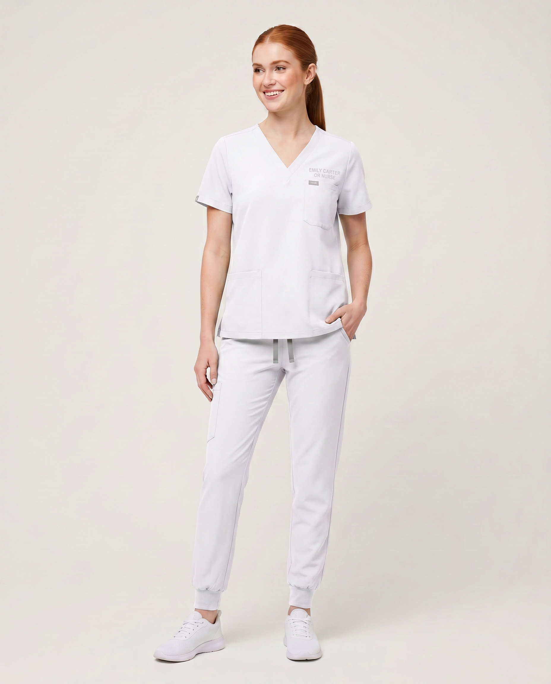 Custom Embroidered Unisex Jogger Scrub Set – V-Neck Personalized Nurse Uniform with Cargo Pants