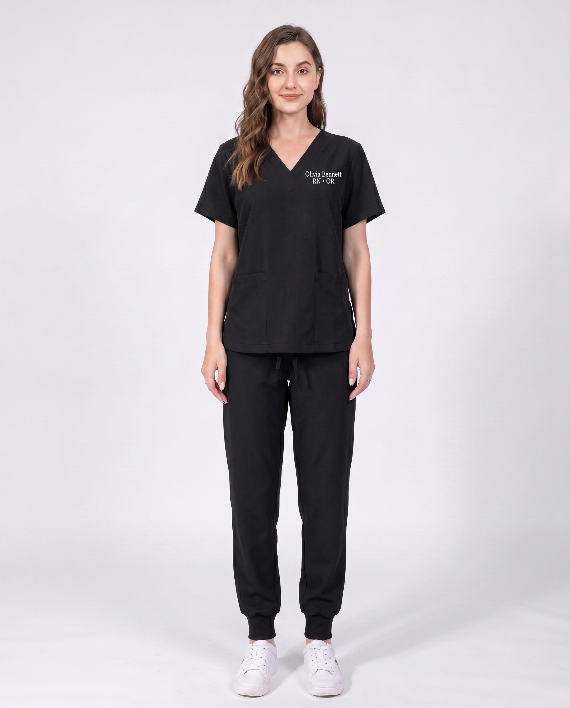 Custom Embroidered Unisex Scrub Set – V-Neck Two Front Pockets Straight-Leg Pants