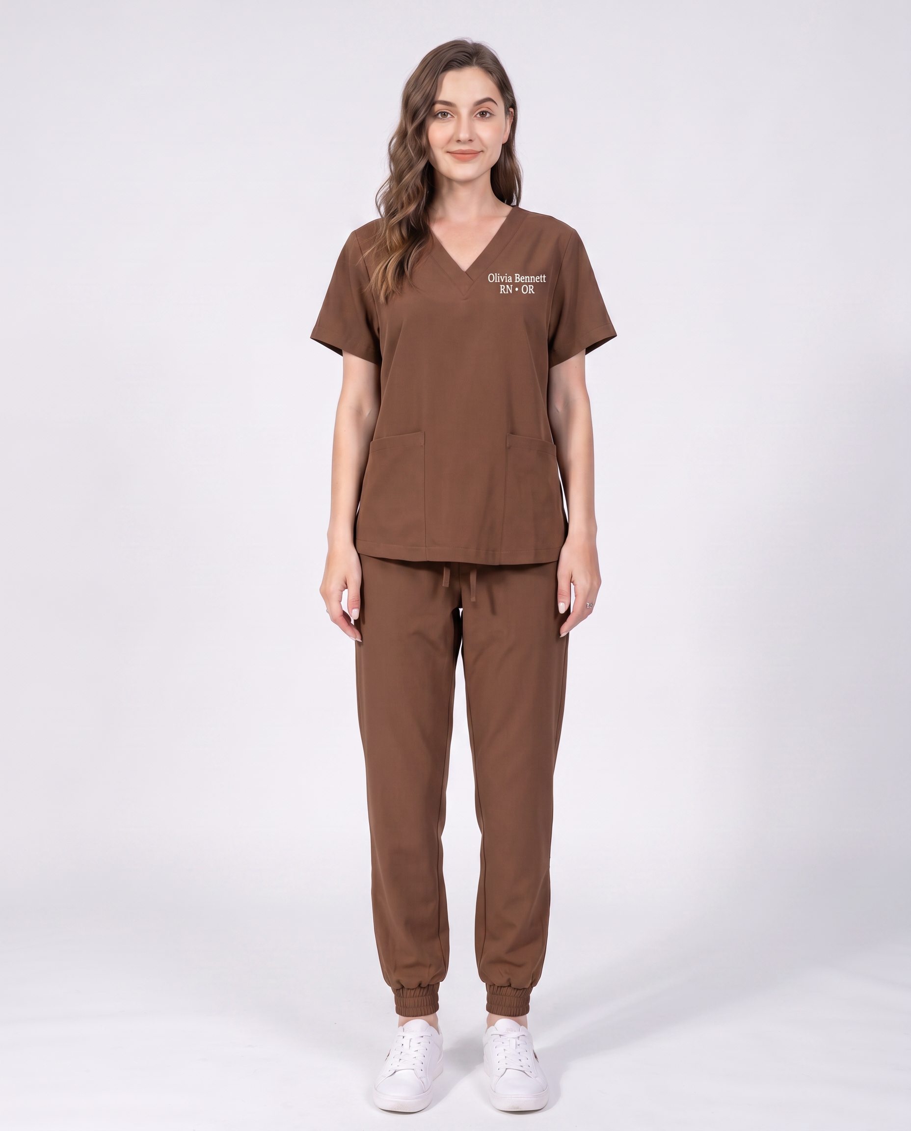 Custom Embroidered Unisex Scrub Set – V-Neck Two Front Pockets Straight-Leg Pants