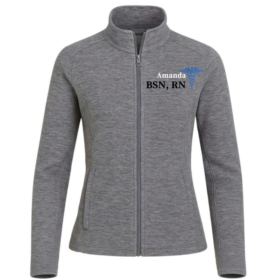 Custom RN Digi Stripe Fleece Jacket for Nurses – Zip Up Workwear - view 3, custom embroidered by Intriklo
